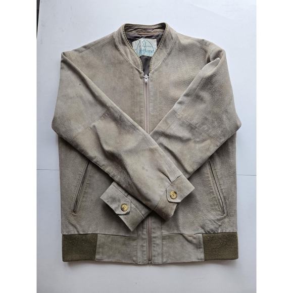 Lakeland Other - Vintage Beige Suede Bomber Jacket Knit Wool Waist Fall Winter Lakeland Leather